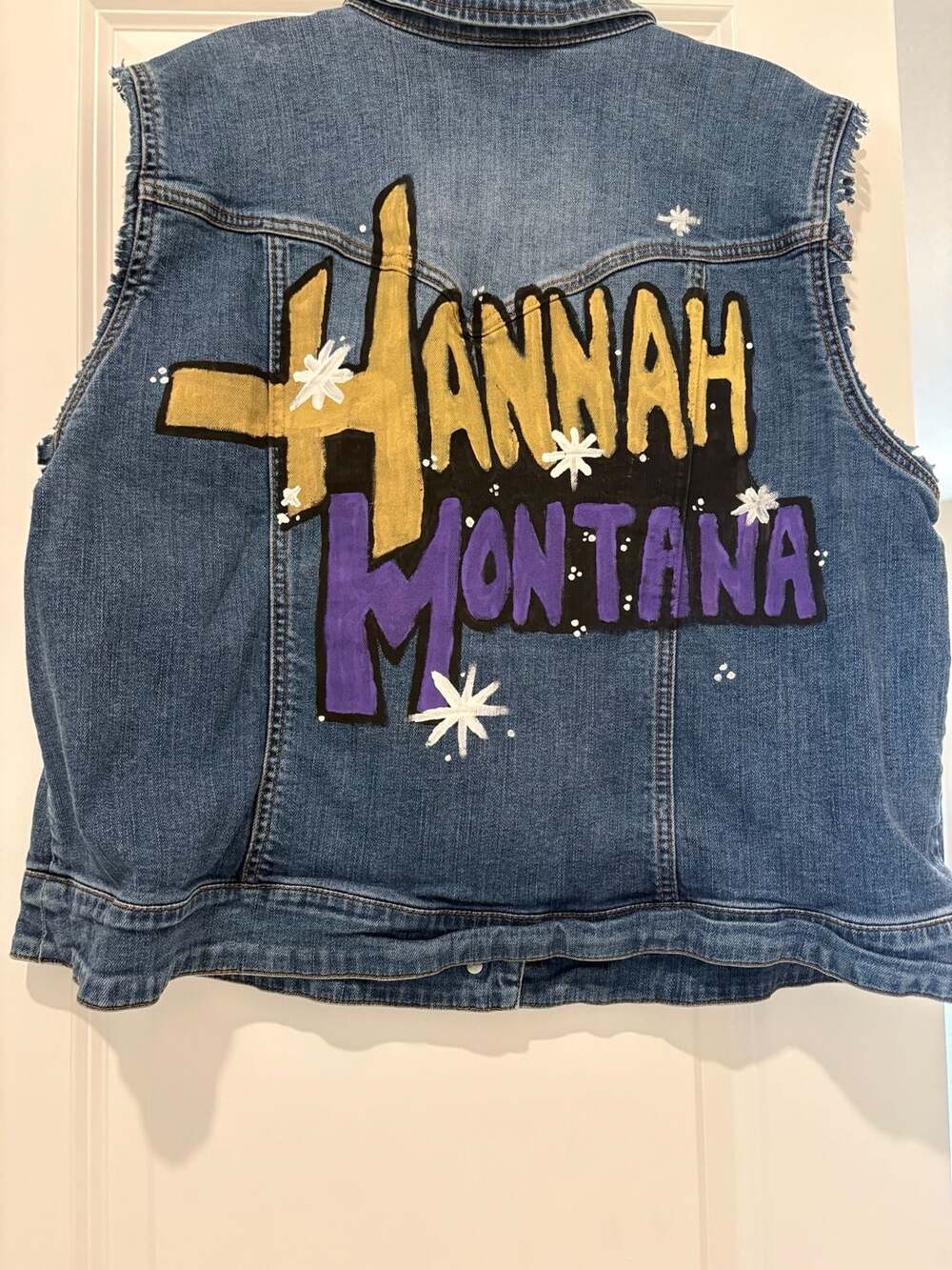 Venezia Denim Vest Size 18/20 Blue Hannah Montana Custom Painted